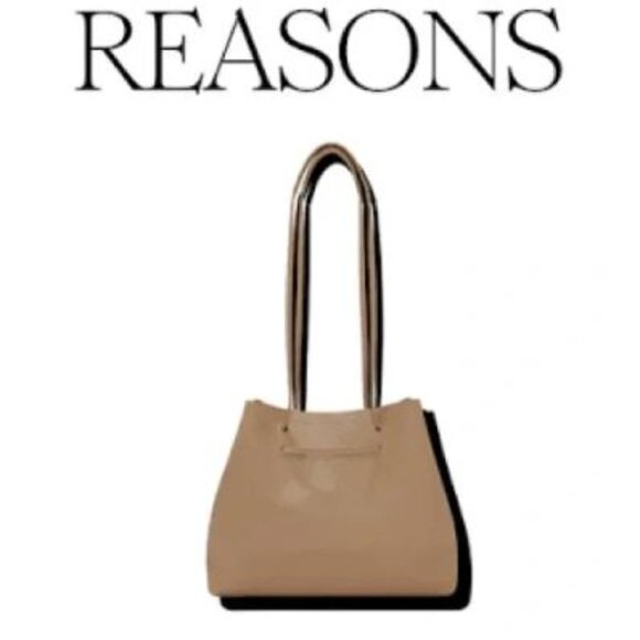 8 OTHER REASONS- Vegan Leather Slouchy Bucket Bag Beige Tan  BRAND NEW - Picture 4 of 8